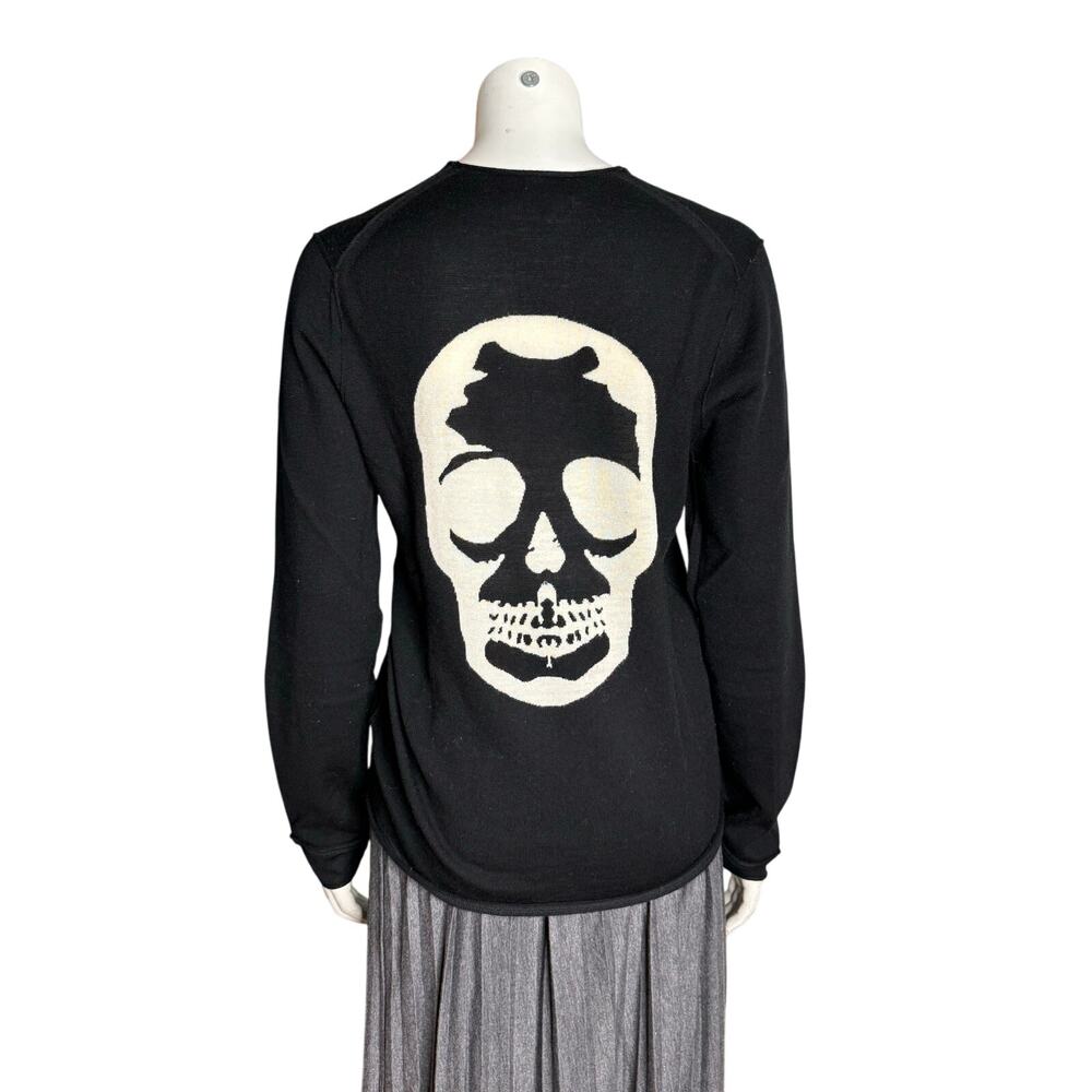 Zadig & Voltaire Sweater Women's Small 100% Merino Wool Skull Graphic Black